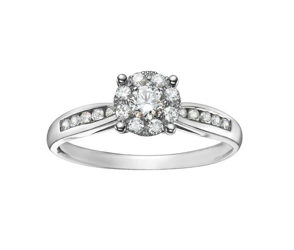 BAGUE EN OR 10K-14K BLANC SERTIE DE DIAMANTS